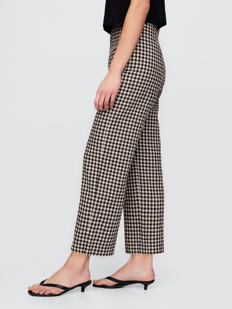Linen-Blend Relaxed Straight Ankle Pants
