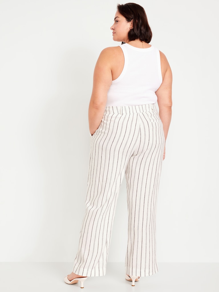 Extra High-Waisted Linen-Blend Taylor Wide-Leg Trouser Pants
