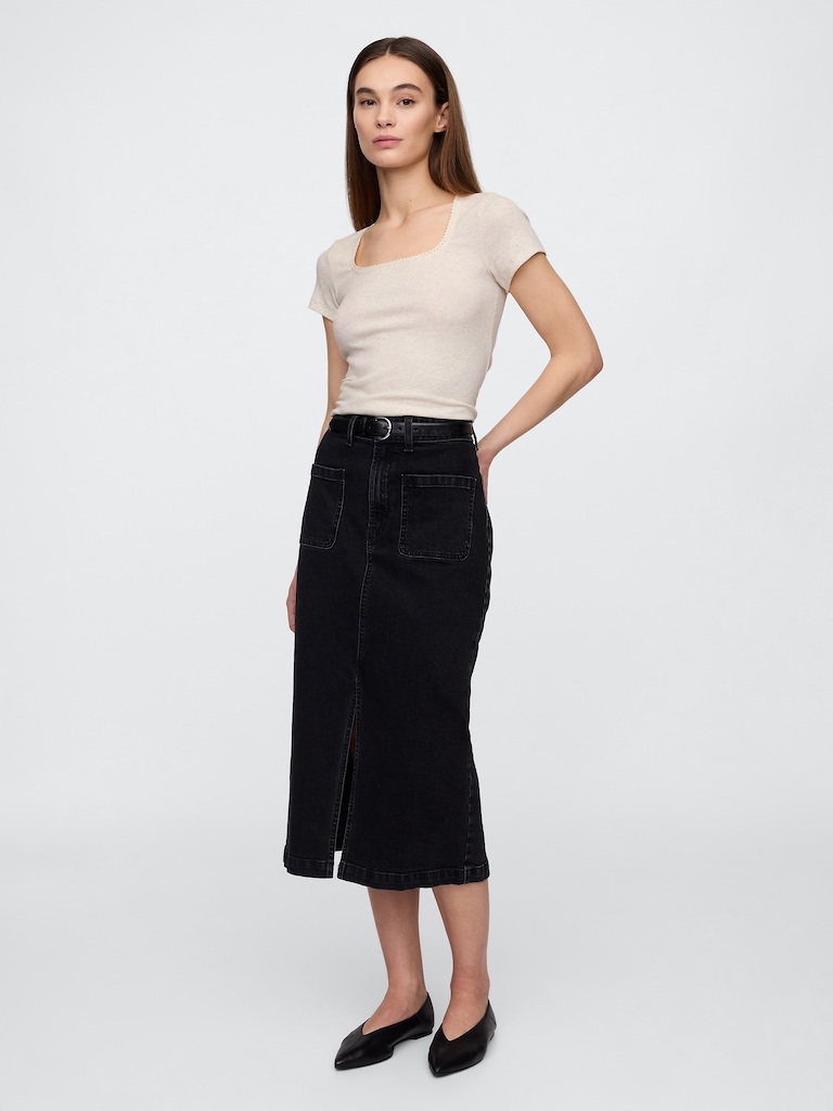 Ribbed Scoopneck Top