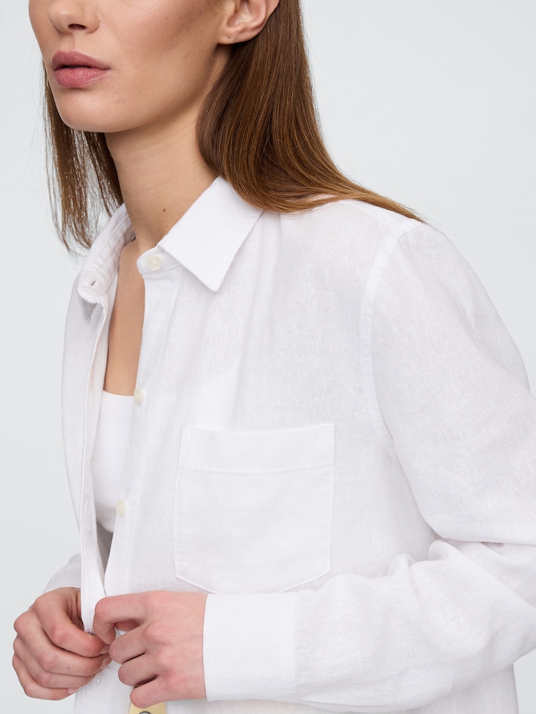 Linen-Blend Easy Shirt
