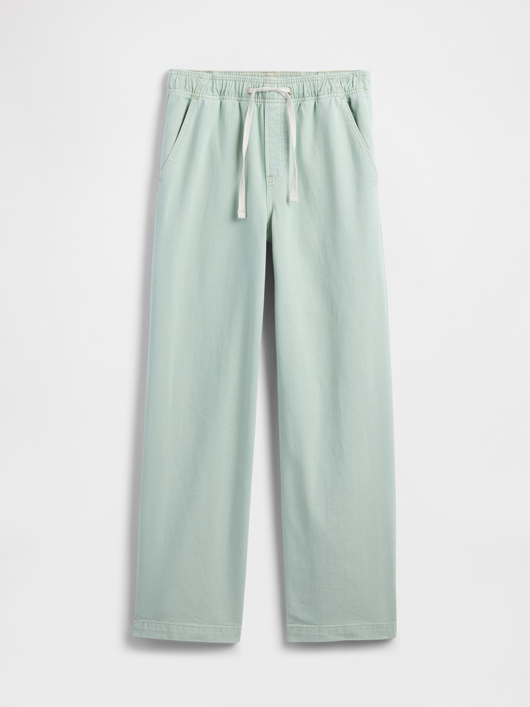 High Rise Pull-On Wide-Leg Utility Jeans