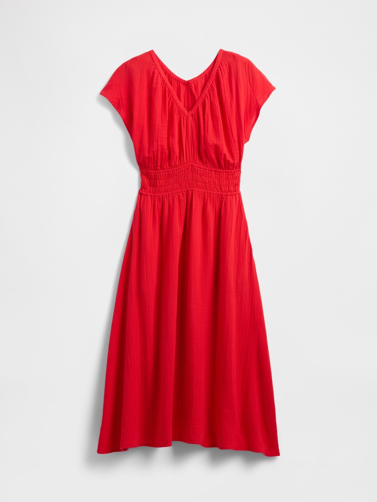 Smocked V-Neck Maxi Dress