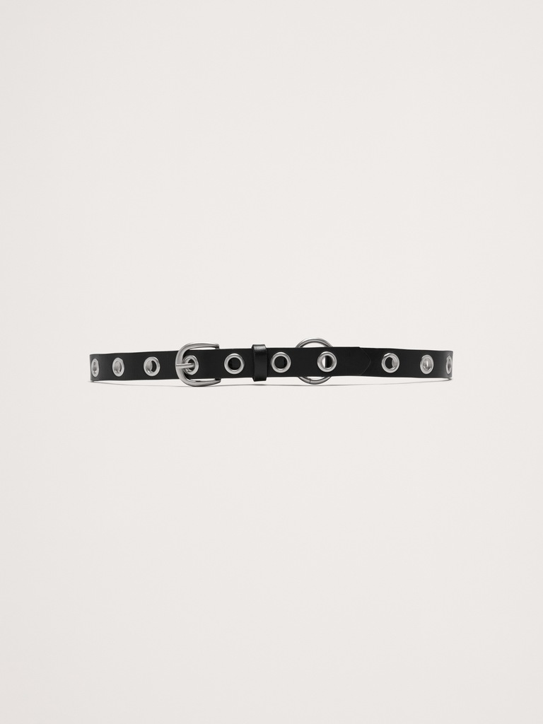 Skinny Leather Grommet Belt