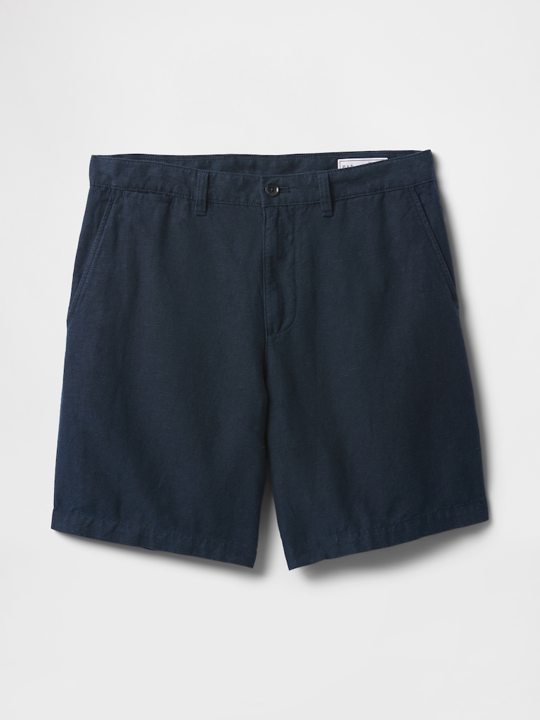 8" Linen-Cotton Shorts