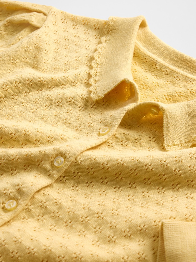 100% Cotton Pointelle Crop Cardigan