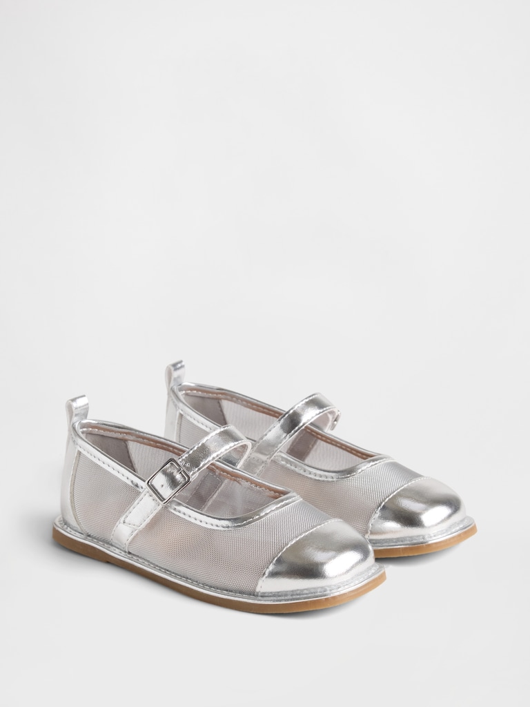 Toddler Metallic Mesh Mary Jane Flats