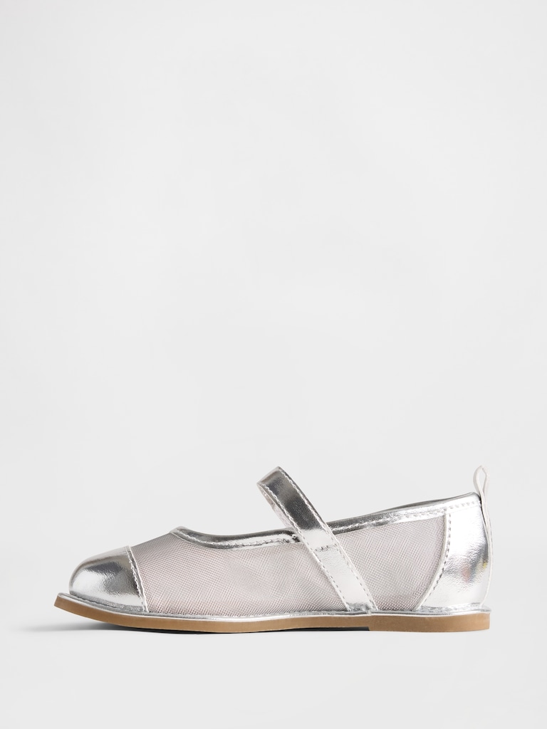 Toddler Metallic Mesh Mary Jane Flats