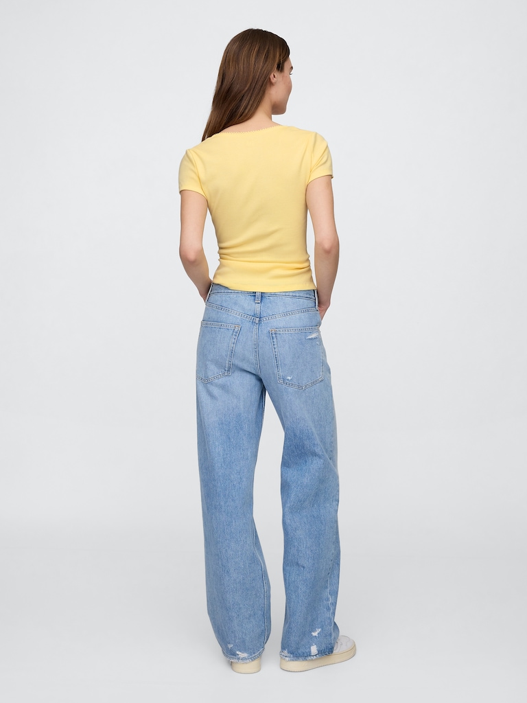 Ribbed Scoopneck Top