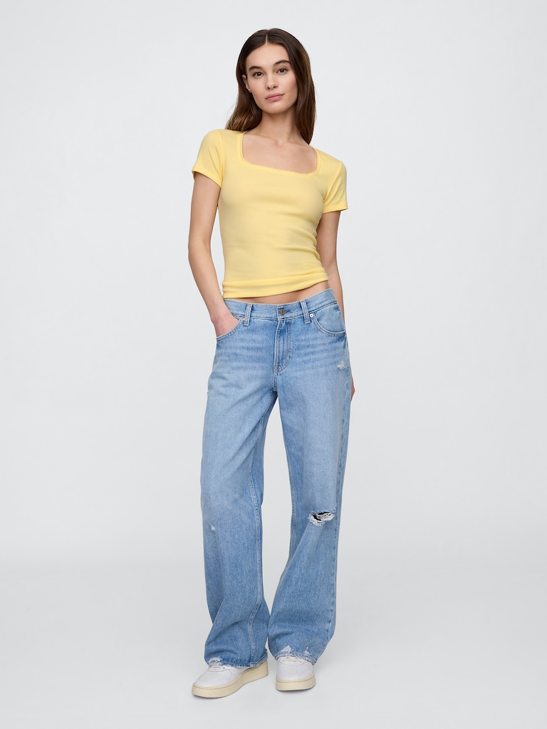 Ribbed Scoopneck Top