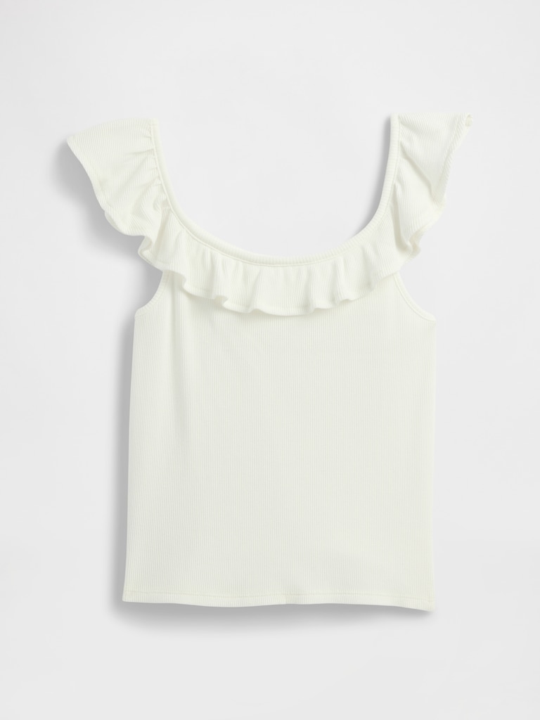 Kids Ribbed Ruffle Tank Top
