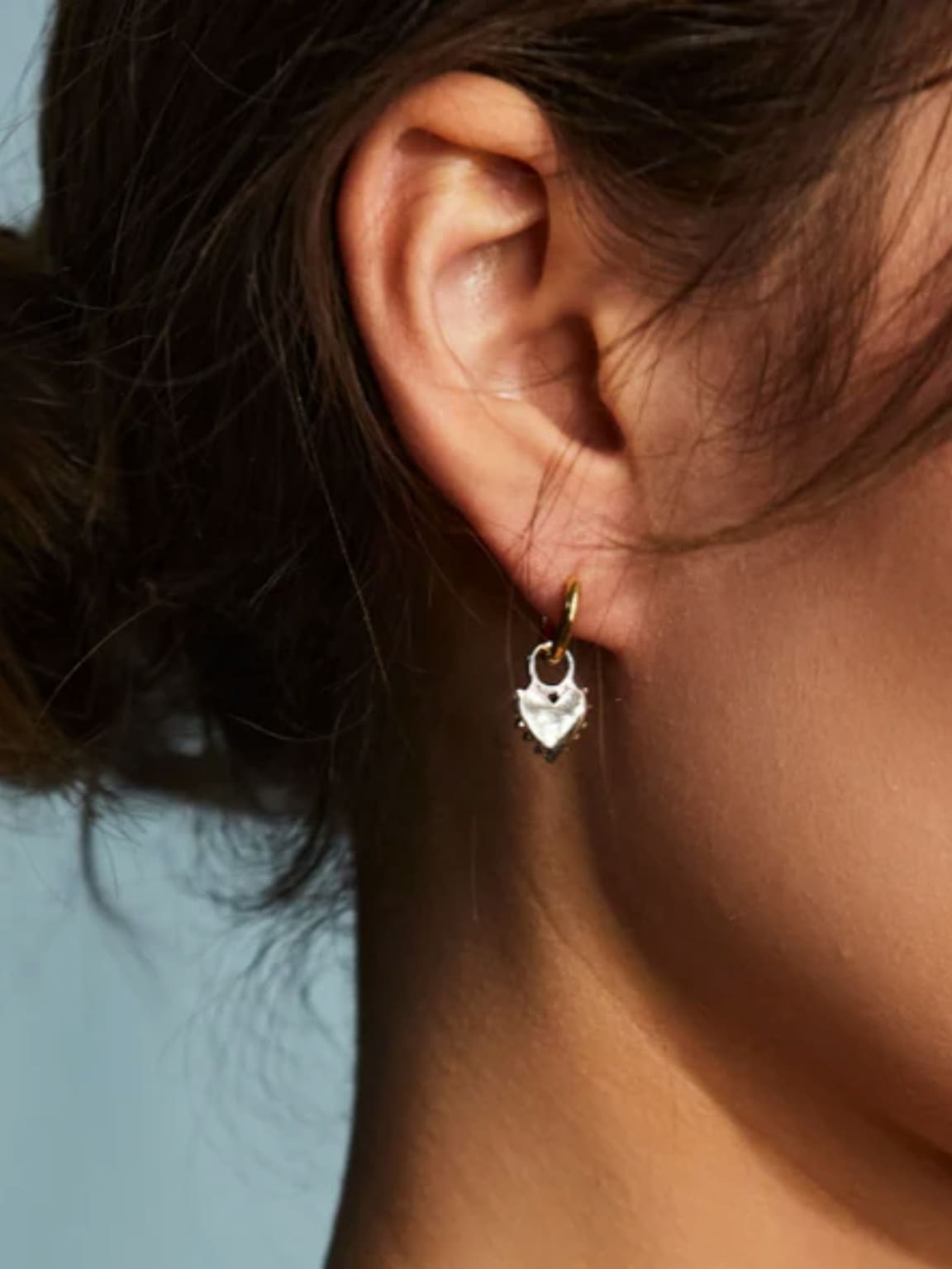 HART Two Tone Spikey Heart Huggies