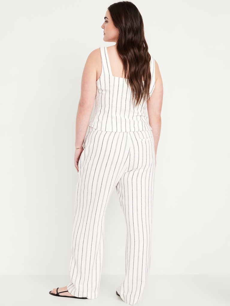 Extra High-Waisted Linen-Blend Taylor Wide-Leg Trouser Pants