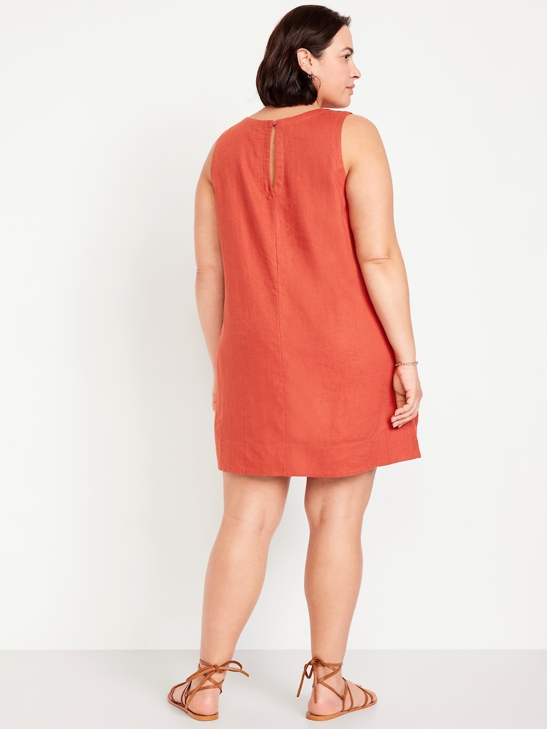 Sleeveless Linen-Blend Mini Shift Dress