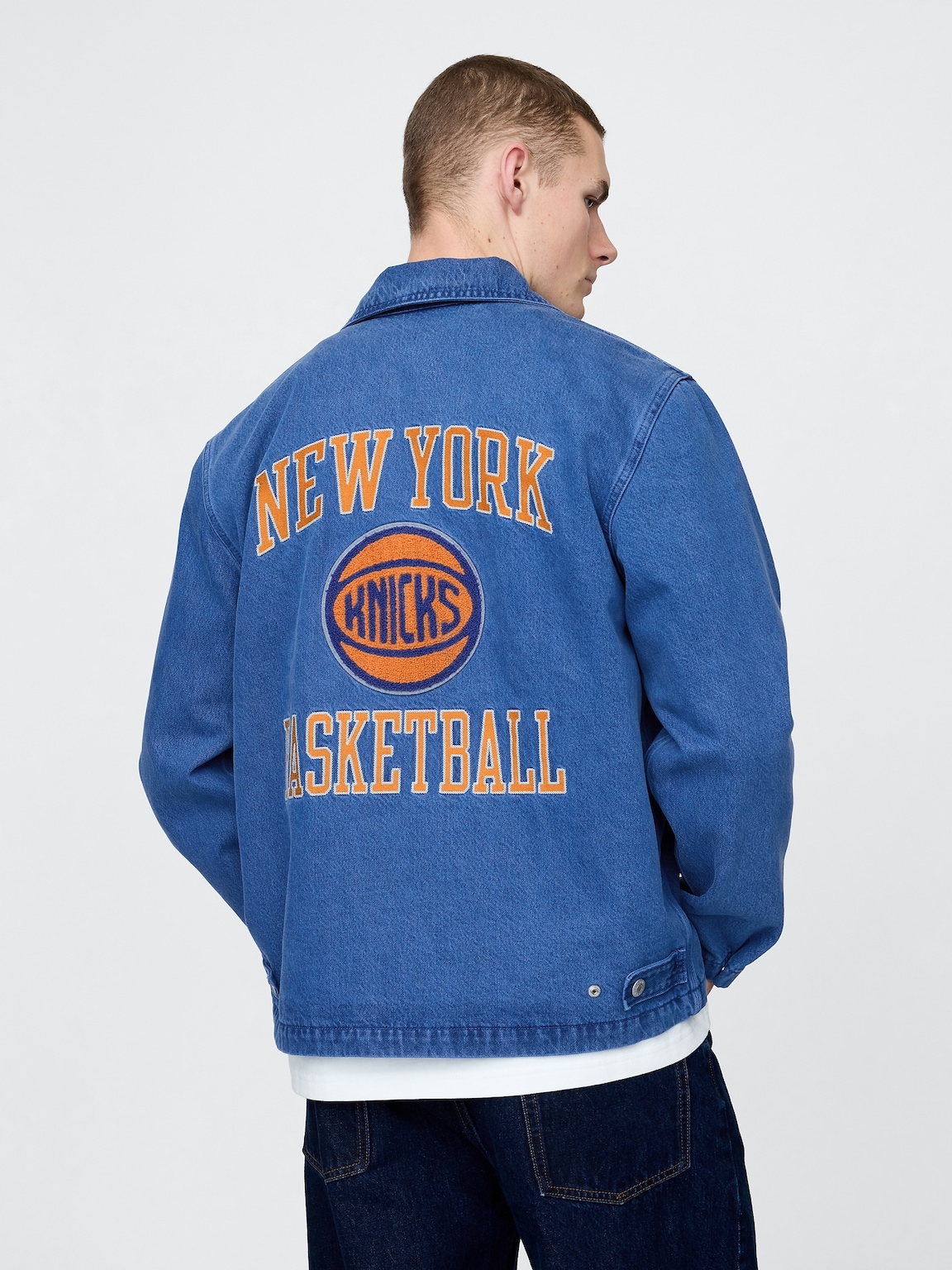 NBA New York Knicks Logo Denim Coaches Jacket