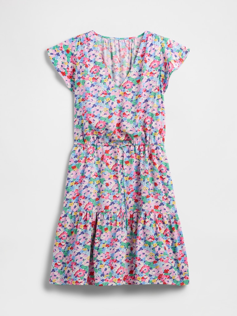 Flutter Sleeve Tie-Waist Mini Dress