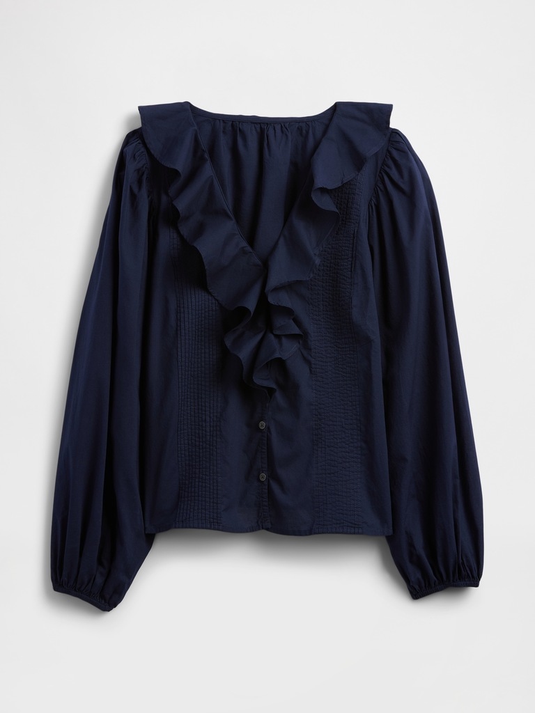 Relaxed Gauze Ruffle Top