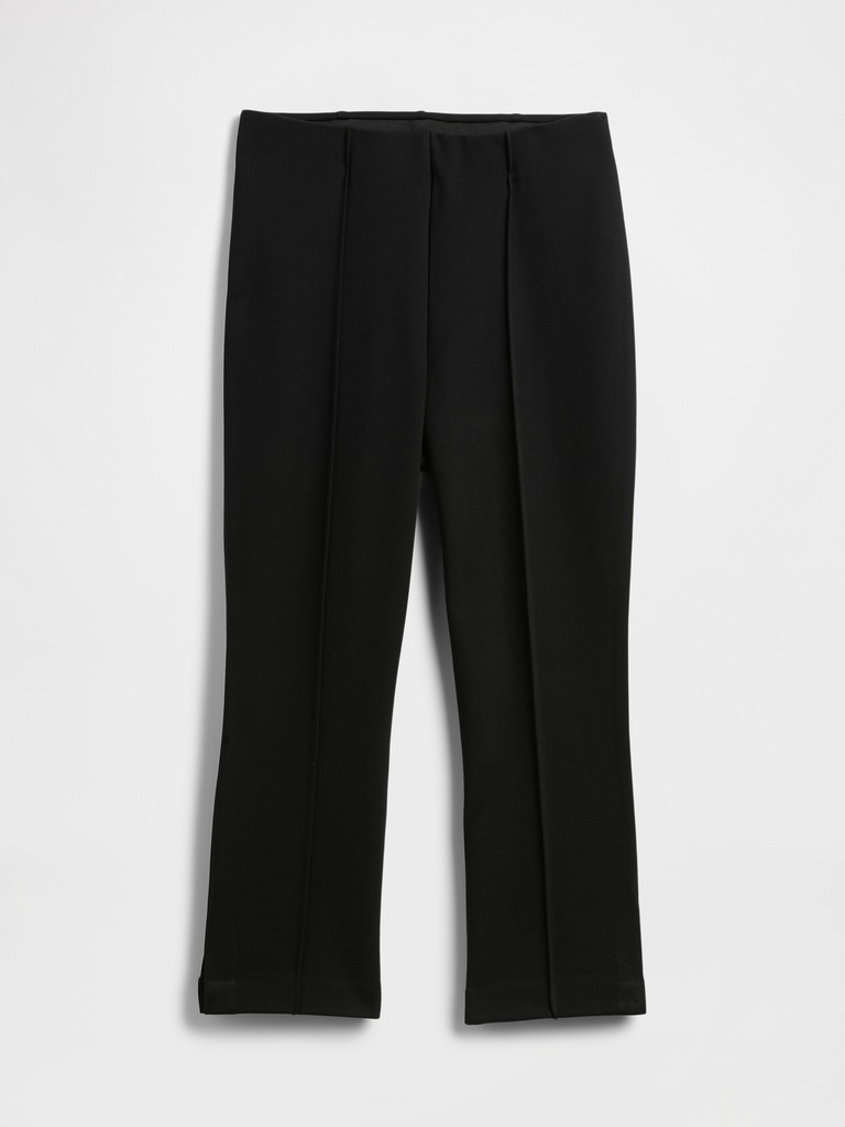 Mid Rise Pintuck Ponte Capri Pants