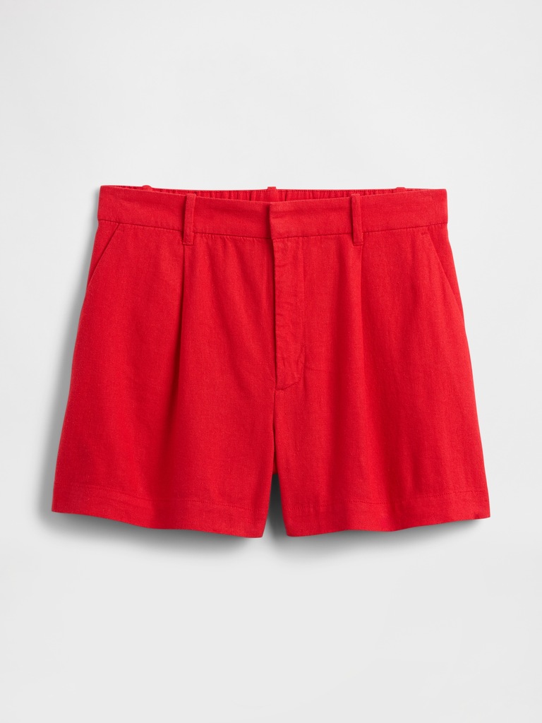 Linen-Blend Pleated Shorts