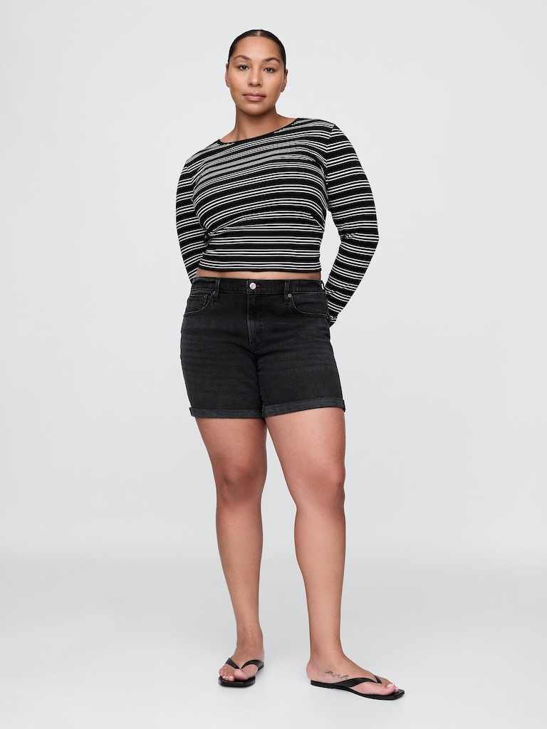 5" Mid Rise Denim Girlfriend Shorts