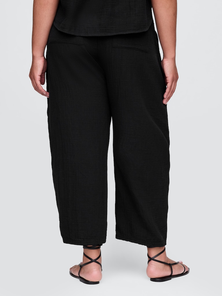 Cotton Gauze Easy Barrel Pants