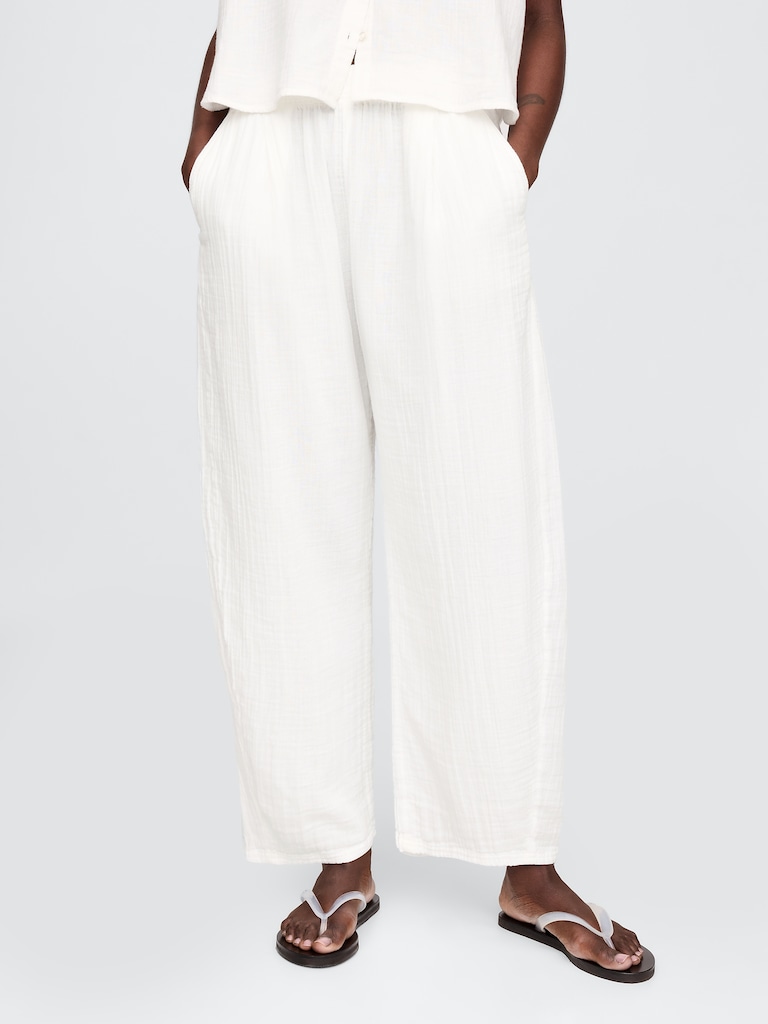 Cotton Gauze Easy Barrel Pants