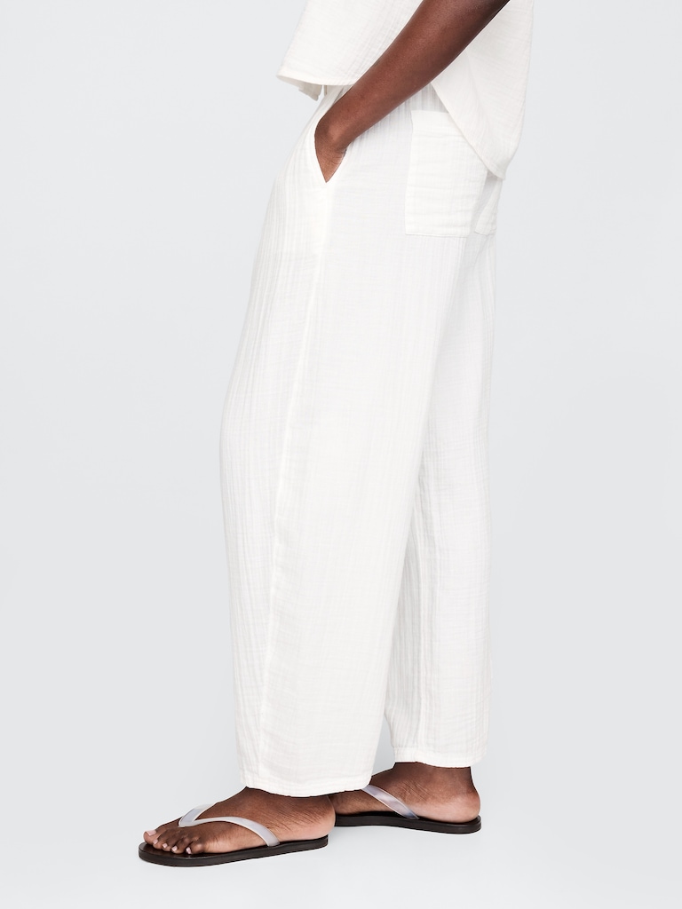 Cotton Gauze Easy Barrel Pants