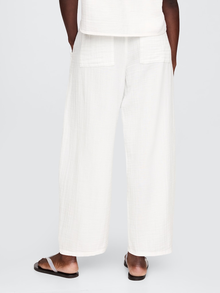 Cotton Gauze Easy Barrel Pants