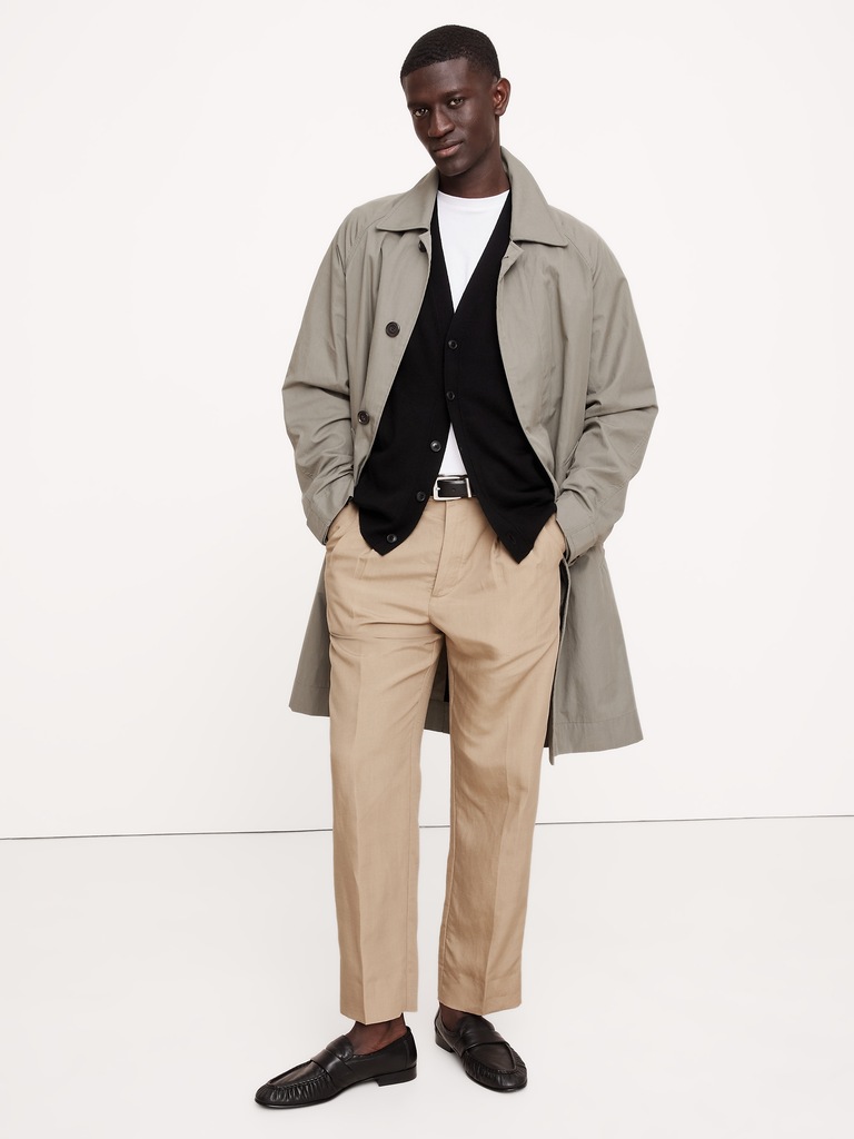 Tencel™-Linen Pleated Cropped Pant