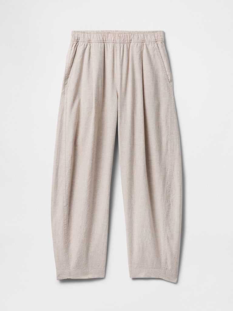 Mid Rise Linen-Blend Easy Barrel Pants