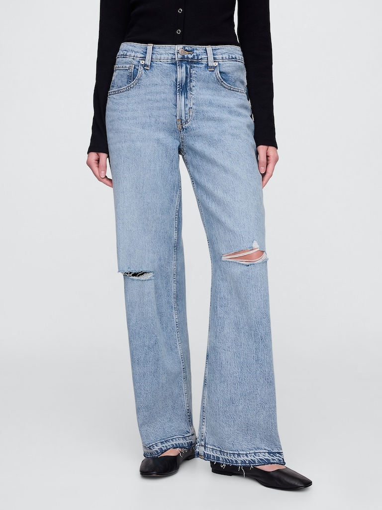Mid Rise Destructed '90s Loose Jeans