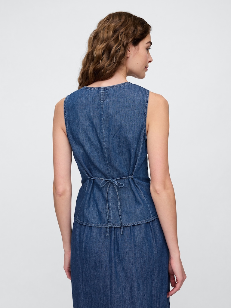 Denim Scoopneck Vest