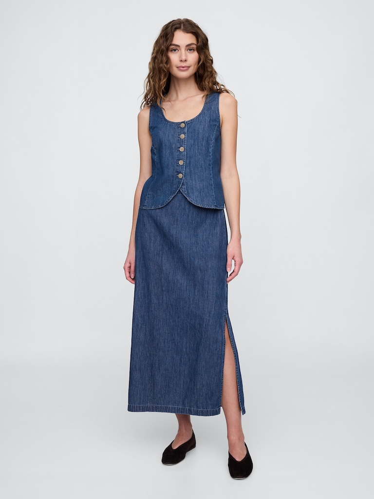 Denim Scoopneck Vest