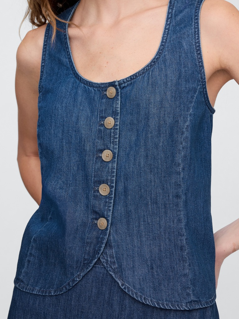 Denim Scoopneck Vest