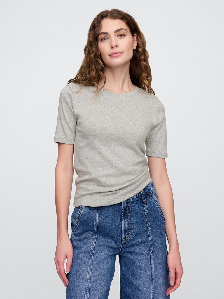 Modern Ribbed Crewneck T-Shirt