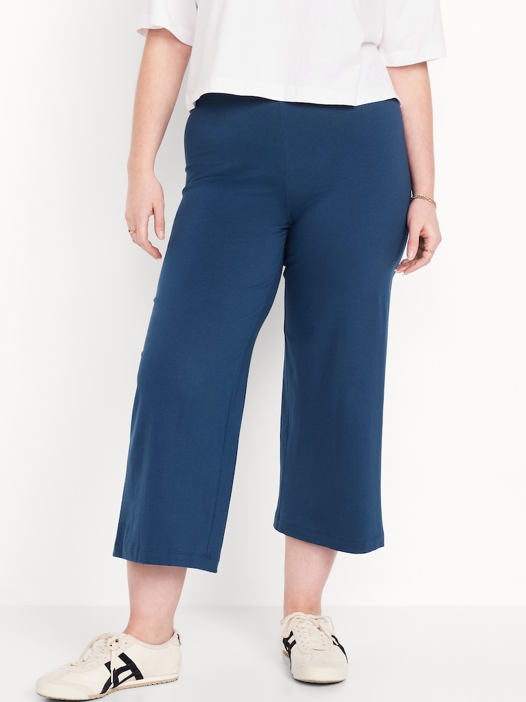 High-Waisted Fashion Wide-Leg Cropped Leggings