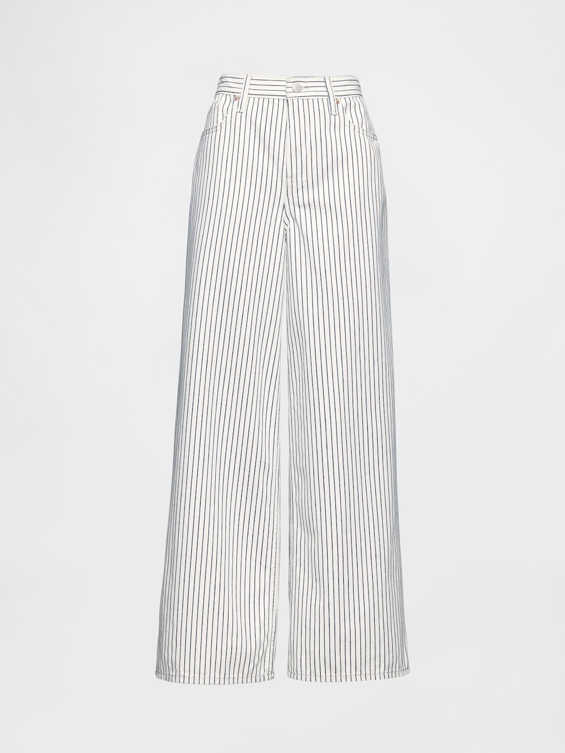 Mid Rise Denim Stripe Baggy Jeans