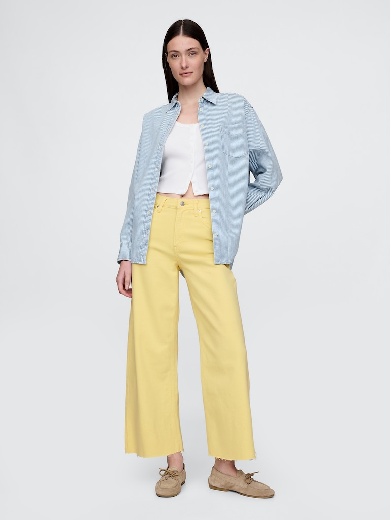 High Rise Stride Wide-Leg Ankle Jeans