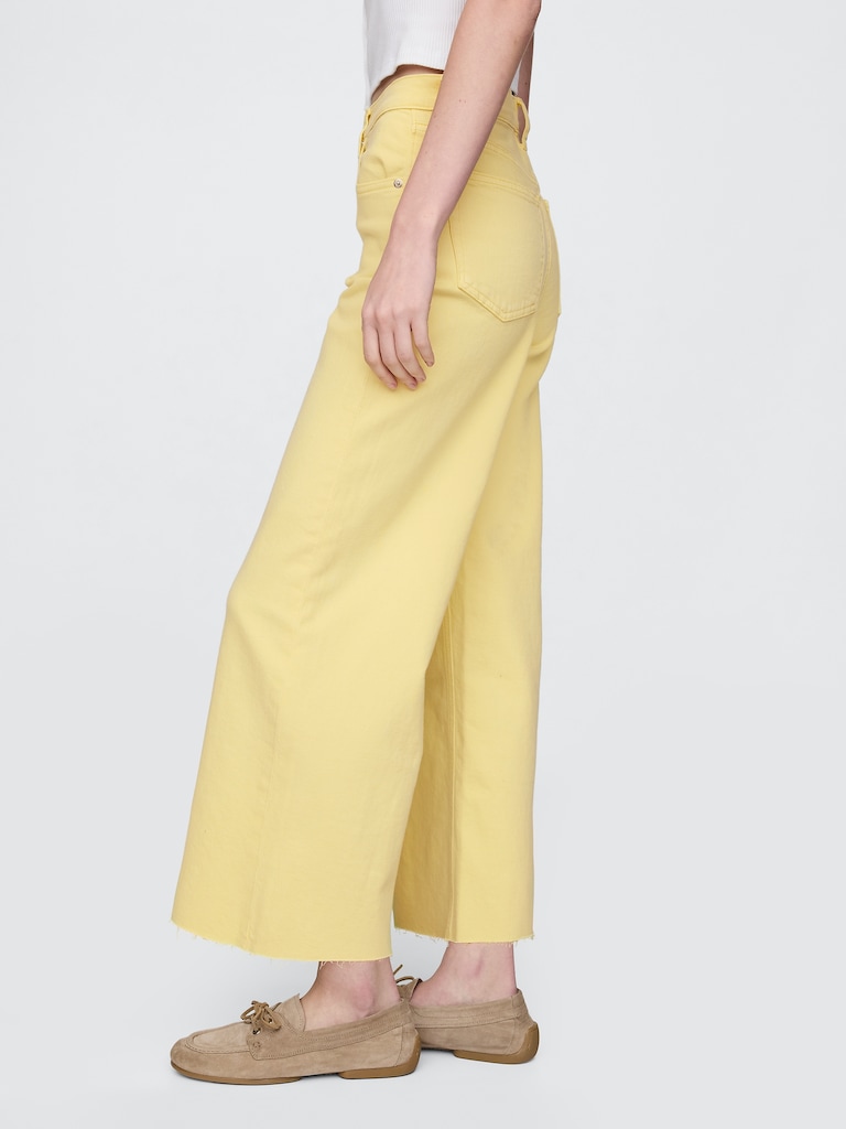 High Rise Stride Wide-Leg Ankle Jeans