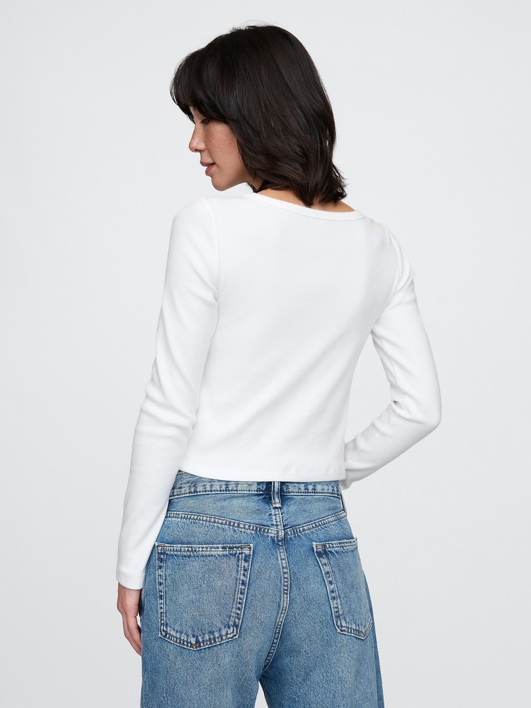 Heavyweight Rib Boatneck Crop T-Shirt