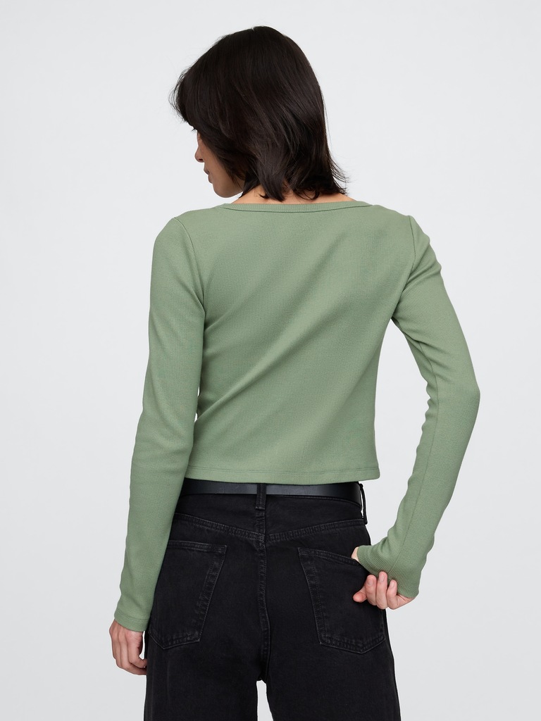 Heavyweight Rib Boatneck Crop T-Shirt