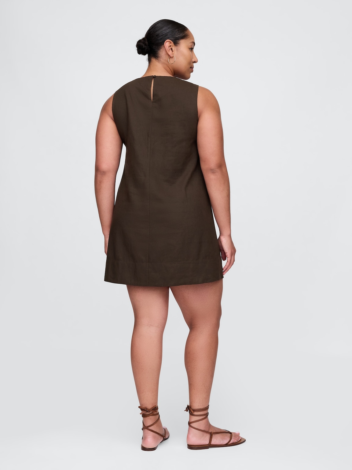Linen-Blend Mini Shift Dress