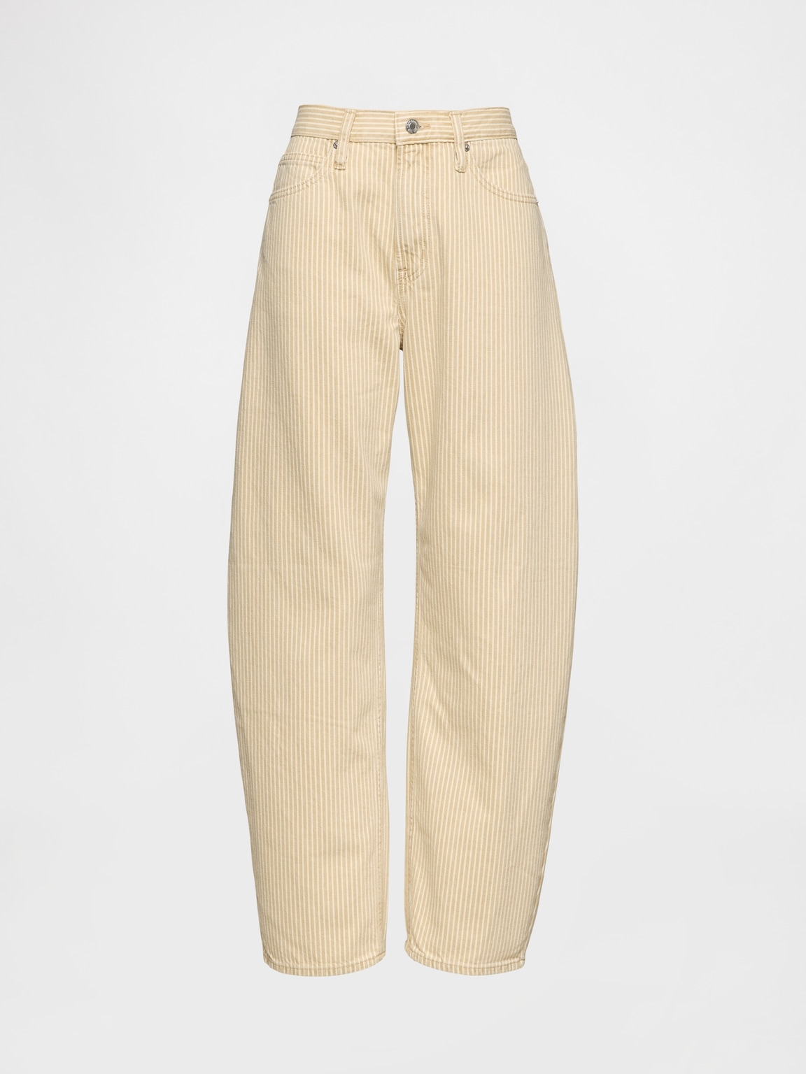 High Rise Khaki Stripe Barrel Jeans