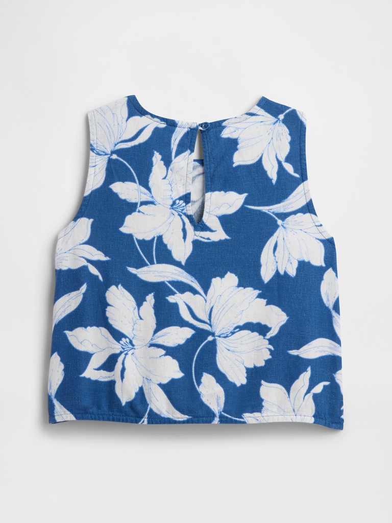 Kids Linen-Blend Fold-Front Top