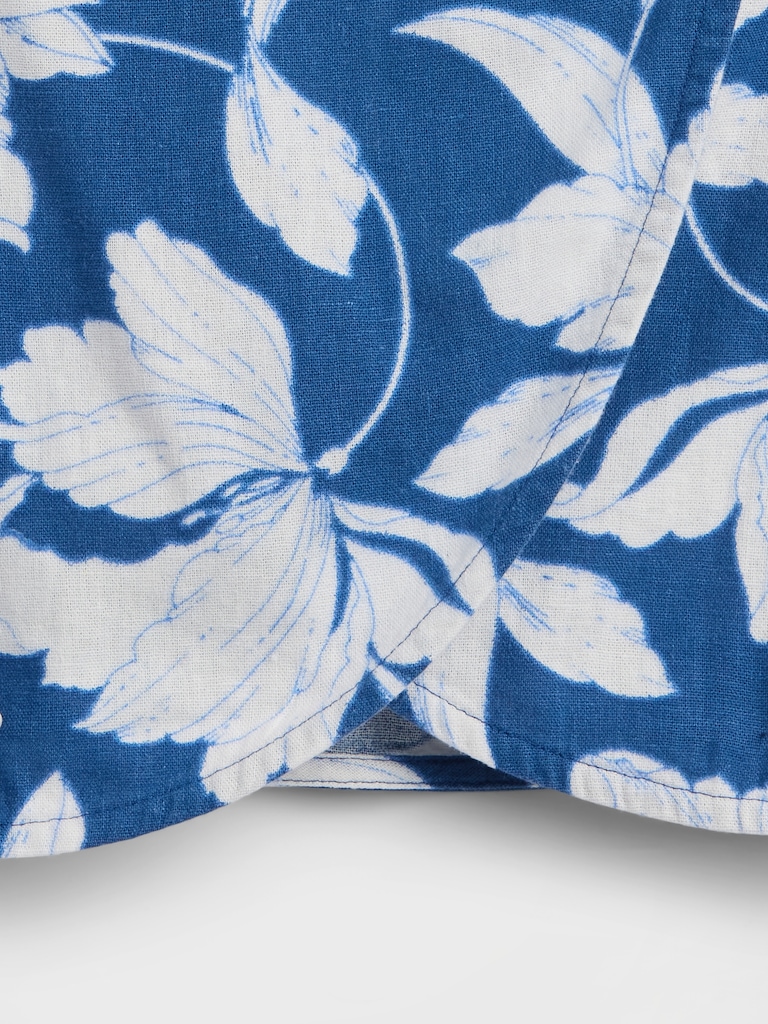 Kids Linen-Blend Fold-Front Top