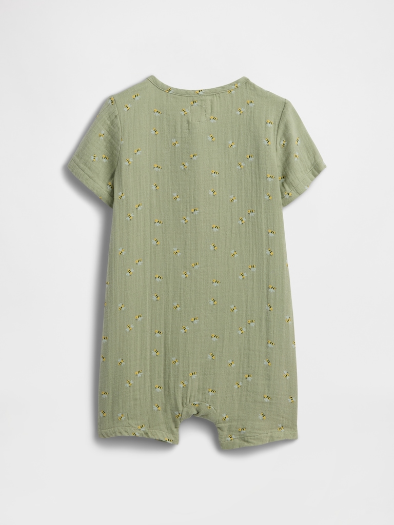 Baby Gauze Henley Romper