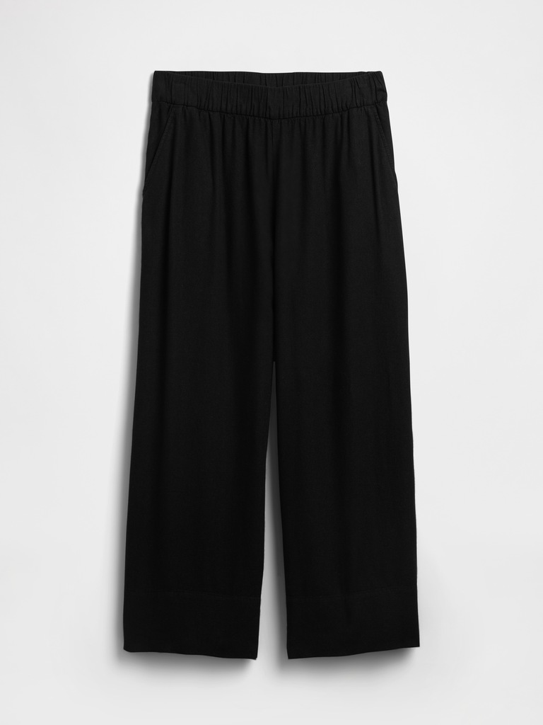 Relaxed Linen-Blend Pull-On Crop Pants