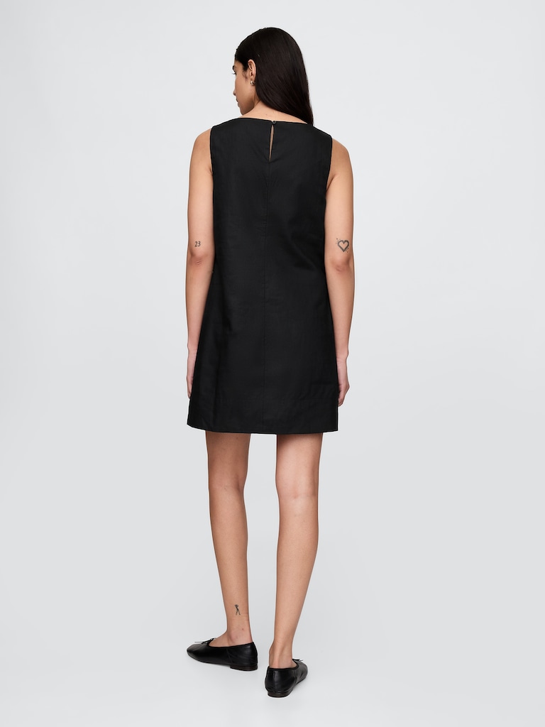 Linen-Blend Mini Shift Dress