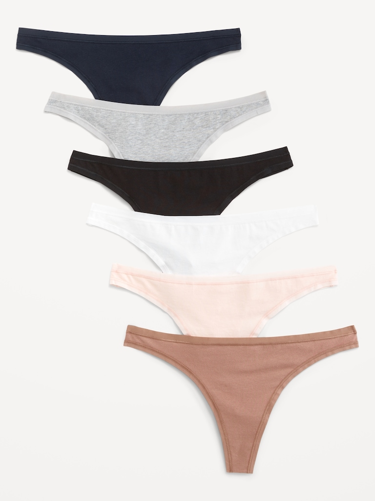 6-Pack Low-Rise Everyday Cotton Thong