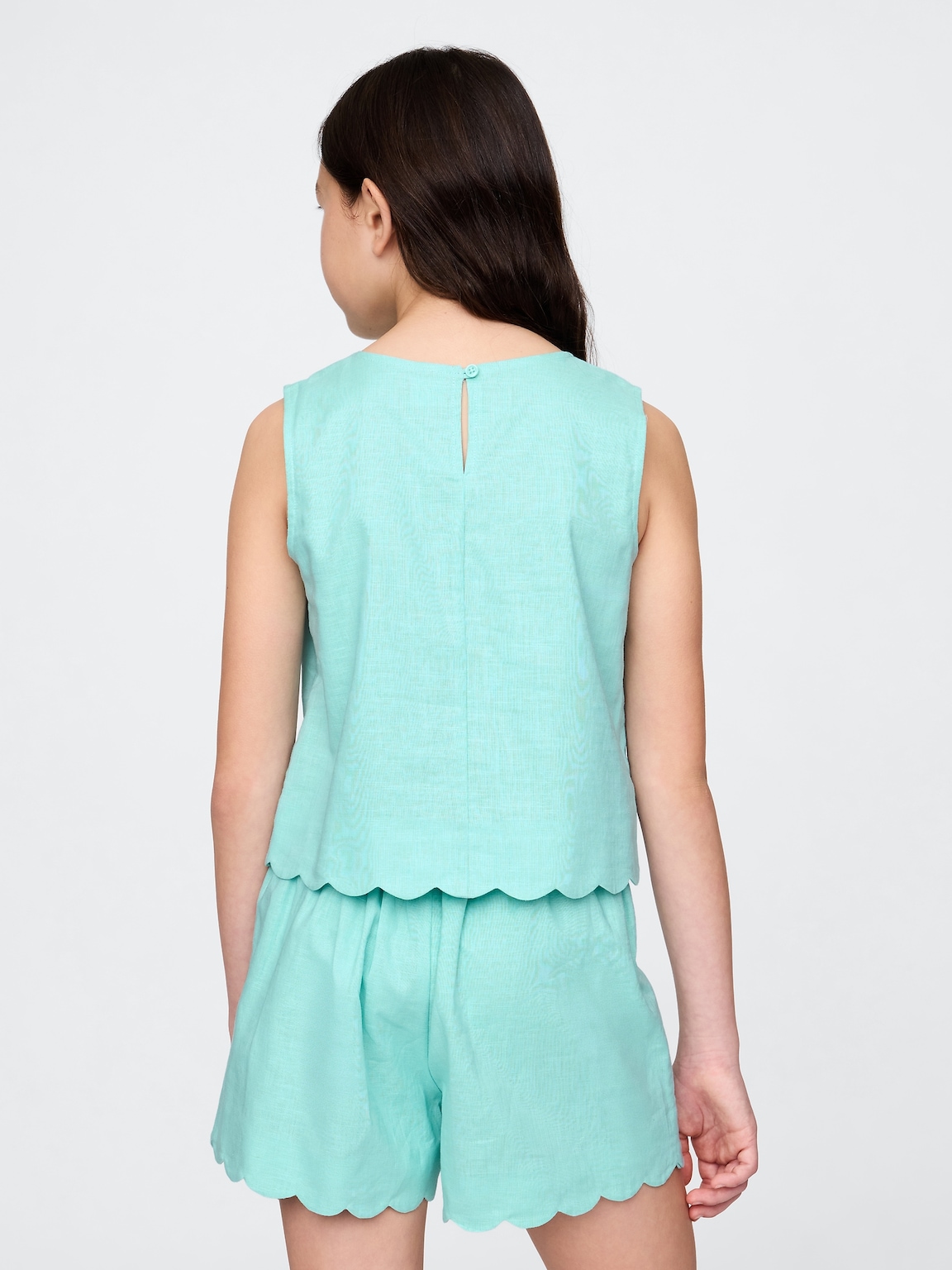 Kids Linen-Cotton Scalloped Top
