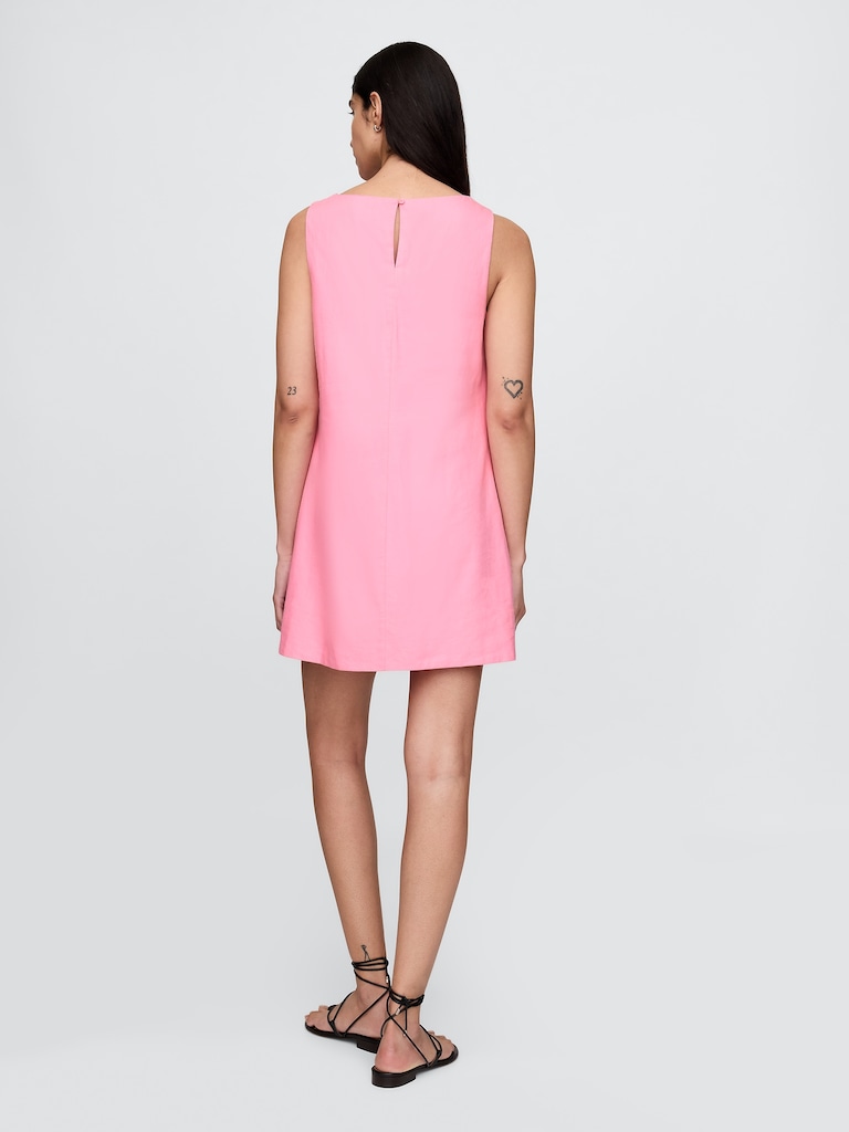 Linen-Blend Mini Shift Dress
